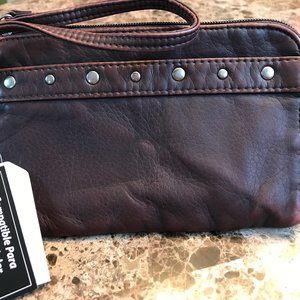 Faded Glory (L) Washed Studded Zip Around Wristlet